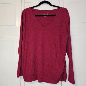 Ingrid & Isabel Dark Red Scoop Neck Long Sleeve Maternity Shirt XXLarge